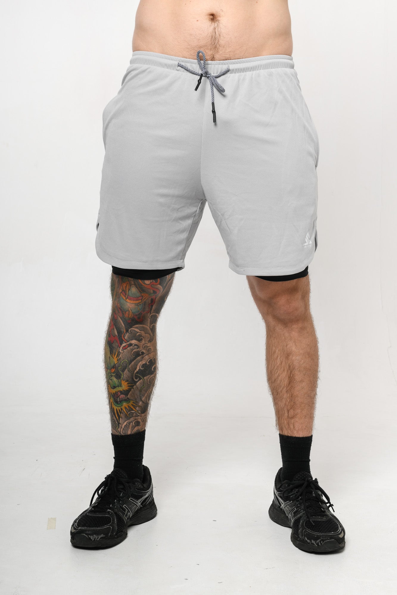 Genesis Shorts – Light Grey  mens 2 in 1 gym shorts – Official
