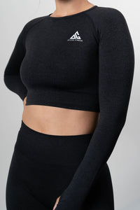 black seamless crop tank